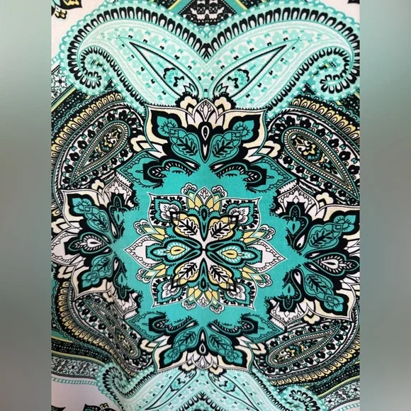 Style and Company Turquoise & Black Paisley Print Short Sleeve Top Size XL - Picture 5 of 5